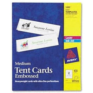 Avery Tent Cards 2.5"x8.5" Embossed Border Sure Feed 100pk Laser/Inkjet 05305